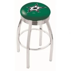 25 Inch Chrome Dallas Stars Swivel Bar Stool W/ Ribbed Accent