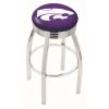 25 Inch Chrome Kansas State Swivel Bar Stool W/ Ribbed Accent