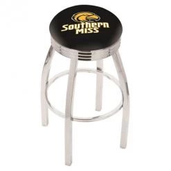 25 Inch Chrome Southern Miss Swivel Bar Stool W/ Ribbed Accent