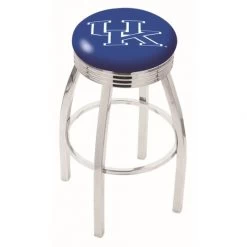 30 Inch Chrome Kentucky UK Swivel Counter Stool W/ Ribbed Accent