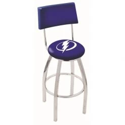 25 Inch Chrome Tampa Bay Lightning Swivel Bar Stool W/ Back