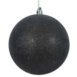 3 Inch Black Glitter Ball Ornament: Set Of 12