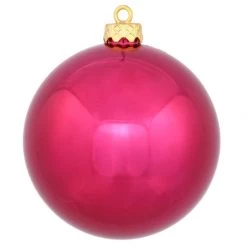 4.75 Inch UV Resistant Wine Shiny Ball Ornament: Set Of 4