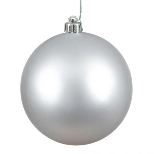 2.4 Inch UV Resistant Silver Matte Ball Ornament: Set Of 24
