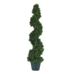 3 Foot Artificial Cedar Spiral Topiary Tree: Potted
