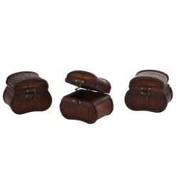 4 Inch Bamboo Chests (Set Of 3)