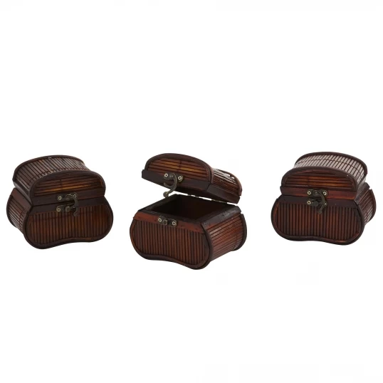 4 Inch Bamboo Chests (Set Of 3)