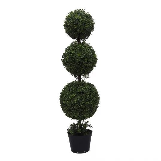 4 Foot UV Protected Boxwood Triple Ball Topiary: Potted