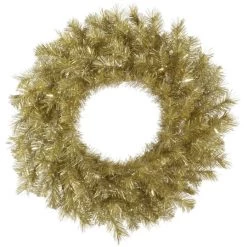36 Inch Gold-Silver Tinsel Wreath: Unlit