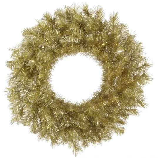 36 Inch Gold-Silver Tinsel Wreath: Unlit