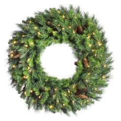 42 Inch Cheyenne Pine Wreath: Clear LEDs