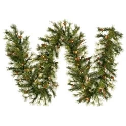6 Foot X 4 Inch Mixed Country Pine Garland: Clear LEDs