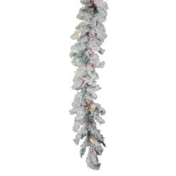 9 Foot X 12 Inch Flocked Alaskan Garland: Multi-Colored Lights