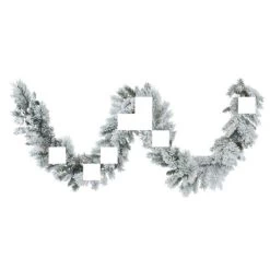 9 Foot X 12 Inch Flocked Ashton Pine Garland: Clear Lights