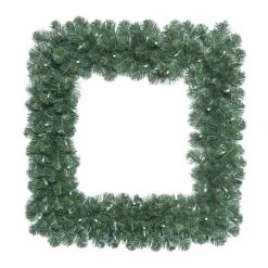 24 Inch Oregon Fir Square Wreath: Clear LED Lights