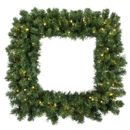 36 Inch Grand Teton Square Wreath: Clear LEDs