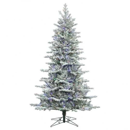 7.5 Foot PE/PVC Frosted Eastern Frasier Fir Tree: Multi-Colored LEDs