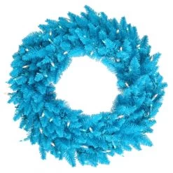 30 Inch Sky Blue Fir Wreath: Sky Blue LEDs