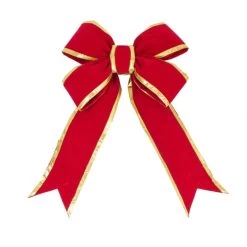 15H X 12W Inch Red-Gold Velvet Indoor Bow