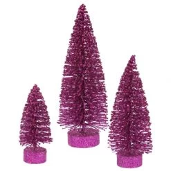 5, 7 & 9 Inch Magenta Glitter Oval Tree: Unlit