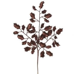 22 Inch Chocolate Glitter Holly Spray (Set Of 12)