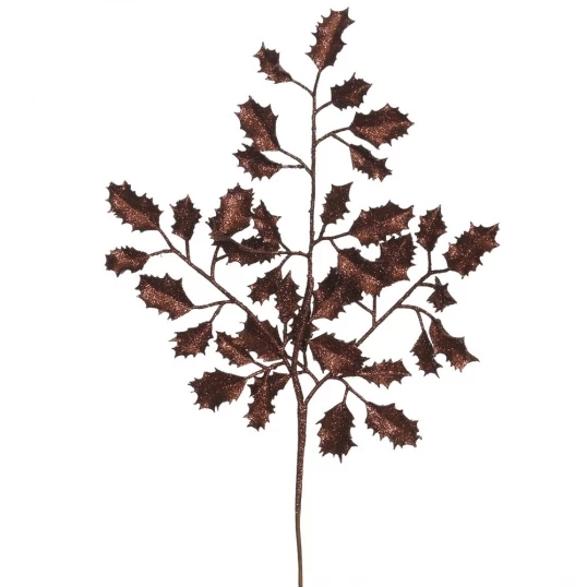 22 Inch Chocolate Glitter Holly Spray (Set Of 12)