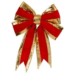 19H X 16W Inch Red/Gold Velvet Trim Bow