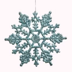 6.25 Inch Artificial Glitter Snowflake Ornament (set Of 12): Baby Blue