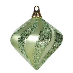 6 Inch Candy Glitter Swirl Christmas Diamond Ornament: Celadon