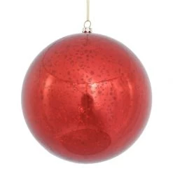 6 Inch Red Shiny Mercury Ball Ornament: Set Of 4