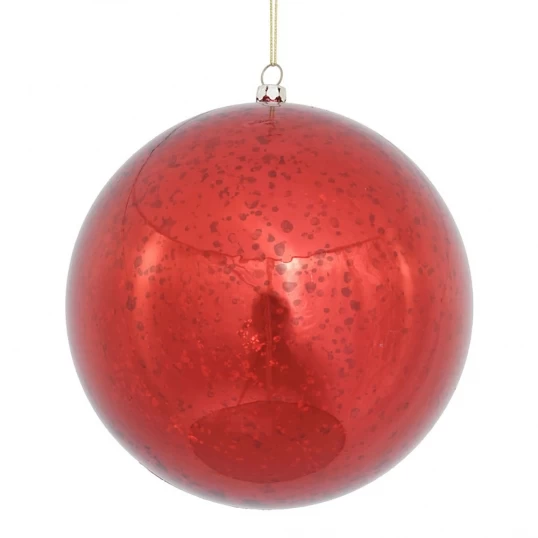 6 Inch Red Shiny Mercury Ball Ornament: Set Of 4