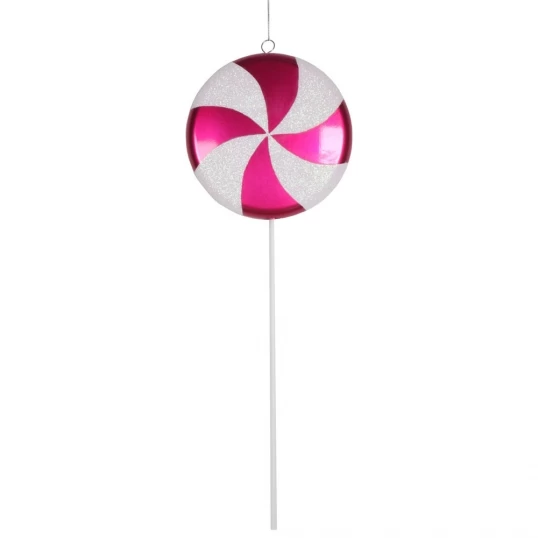 17 Inch Cerise-White Candy Lollipop Christmas Ornament