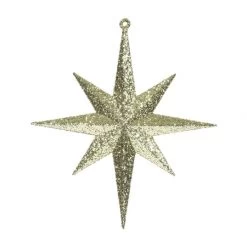 8 Inch Gold Iridescent Glitter Bethlehem Star Ornament: Set Of 4