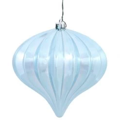 5.7 Inch Shiny Baby Blue UV Protected Onion Ornament (Set Of 3)