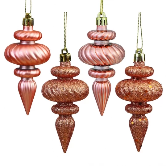 2 Inch Rose Gold Assorted Finial Ornaments (Set Of 8)