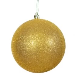 6 Inch Gold Glitter Ball Ornament: Set Of 4