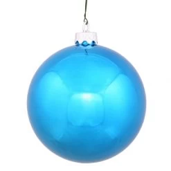 3 Inch Turquoise Shiny Ball Ornament: Set Of 32