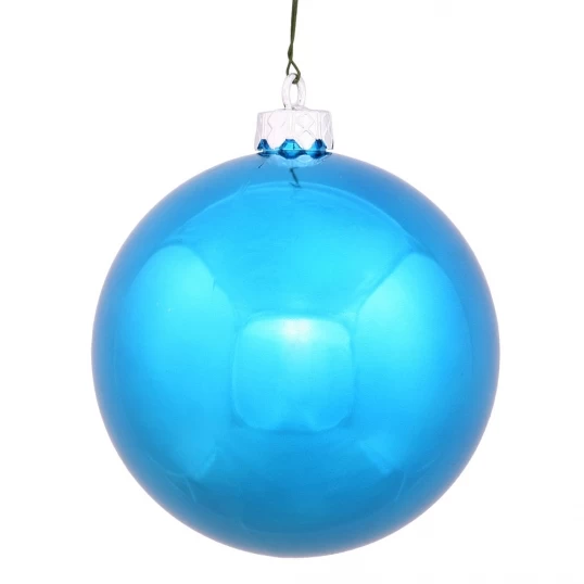 3 Inch Turquoise Shiny Ball Ornament: Set Of 32
