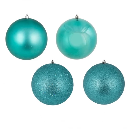 12 Inch Antique Gold 4-Finish Ball Ornament: Set Of 4