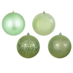 4.75 Inch 4 Finish Ornament Assortment Set (set Of 4): Celadon