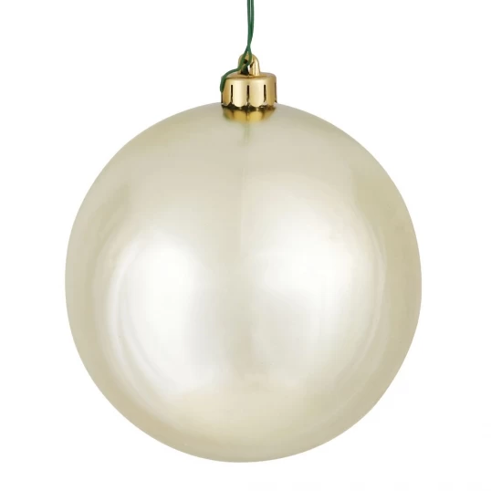 6 Inch Champagne Shiny Ball Ornament: Set Of 4