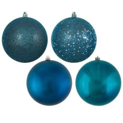 3 Inch Matte, Shiny, Sequin & Glitter Finished Ornament (set Of 16): Sea Blue