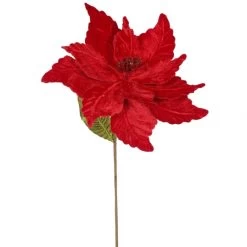 22 Inch Velvety Red Poinsettia -12 Inch Flower: Set Of 6