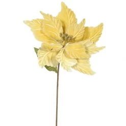 22 Inch Velvety Gold Poinsettia - 12 Inch Flower: Set Of 6