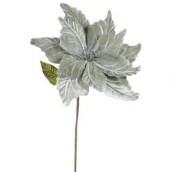 22 Inch Velvety Pewter Poinsettia - 12 Inch Flower: Set Of 6
