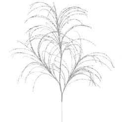 34 Inch Silver Glitter Grass Spray: Set Of 6