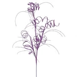 35 Inch Purple Glitter Curly Spray: Set Of 6