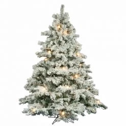 6.5 Foot Flocked Alaskan Christmas Tree: Clear Mini & G50 LEDs