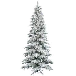 10 Foot Slim Flocked Utica Fir Tree: Clear Lights