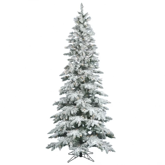 10 Foot Slim Flocked Utica Fir Tree: Clear Lights